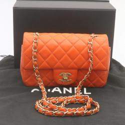 Chanel Orange Leather Mini Flap