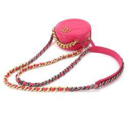 Pre Owned Chanel Pink Quilted Leather Chanel 19 Round Clutch Bag 