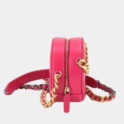 Pre Owned Chanel Pink Quilted Leather Chanel 19 Round Clutch Bag 