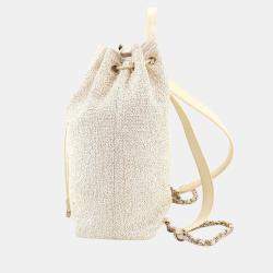 Chanel White Tweed Deauville Drawstring Backpack