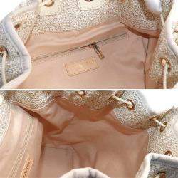 Chanel White Tweed Deauville Drawstring Backpack