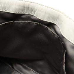 Chanel White Lambskin Leather Woven CC Shoulder Bag