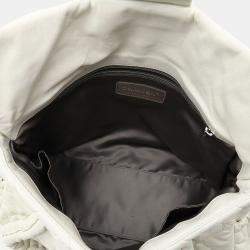 Chanel White Lambskin Leather Woven CC Shoulder Bag