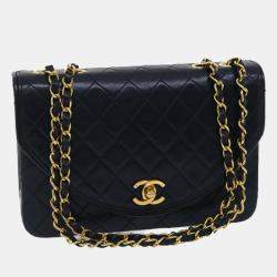 Chanel Black Lambskin Chevron Flap Shoulder Bag Chanel
