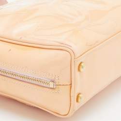 Pre Owned Chanel Peach Patent Leather Triple CC Bag