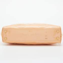 Pre Owned Chanel Peach Patent Leather Triple CC Bag