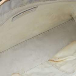 Pre Owned Chanel Peach Patent Leather Triple CC Bag