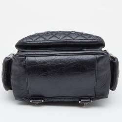 Pre Owned Chanel Black Quilted Leather Casual Rock Backpack