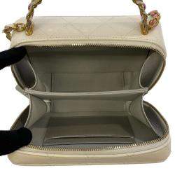 Chanel White Leather CC Vanity Chain Shoulder Bag