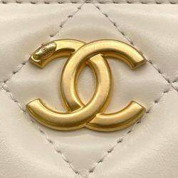 Chanel White Leather CC Vanity Chain Shoulder Bag