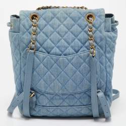 Pre Owned Chanel Blue Quilted Denim Urban Spirit Backpack