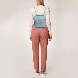 Pre Owned Chanel Blue Quilted Denim Urban Spirit Backpack