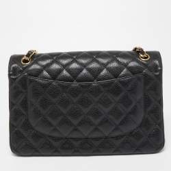 Chanel Black Quilted Caviar Leather Jumbo Classic Double Flap Bag