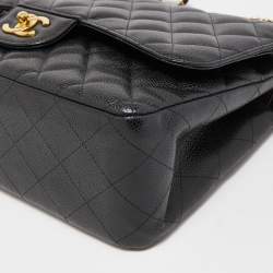 Chanel Black Quilted Caviar Leather Jumbo Classic Double Flap Bag