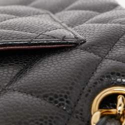 Chanel Black Quilted Caviar Leather Jumbo Classic Double Flap Bag