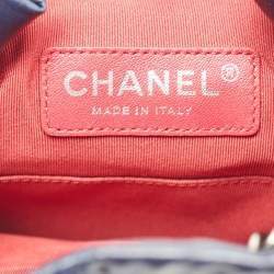 Pre Owned Chanel Black/Dark Blue Quilted Calf Aged Leather Small Gabrielle Backpack