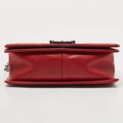 Chanel Red Quilted Leather and Patent Medium Boy Flap Bag