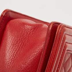 Chanel Red Quilted Leather and Patent Medium Boy Flap Bag