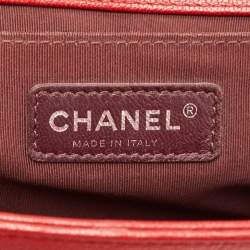 Chanel Red Quilted Leather and Patent Medium Boy Flap Bag