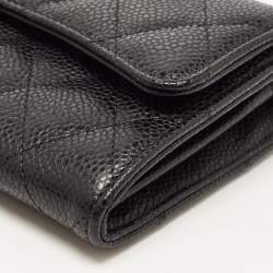 Chanel Black Quilted Caviar Leather Classic Continental Wallet