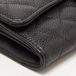 Chanel Black Quilted Caviar Leather Classic Continental Wallet