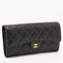 Chanel Black Quilted Caviar Leather Classic Continental Wallet