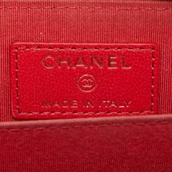 Chanel Red Chevron Leather Mademoiselle Compact Wallet
