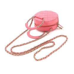 Chanel Pink Leather Round CC Top Handle Bag 