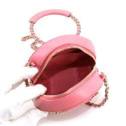 Chanel Pink Leather Round CC Top Handle Bag 