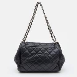 Pre Owned Chanel Black Leather CC Accordion Flap Shoulder Bag