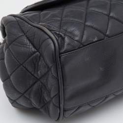 Pre Owned Chanel Black Leather CC Accordion Flap Shoulder Bag