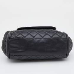 Pre Owned Chanel Black Leather CC Accordion Flap Shoulder Bag