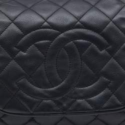 Pre Owned Chanel Black Leather CC Accordion Flap Shoulder Bag