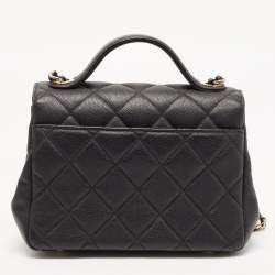 Chanel Black Quilted Caviar Leather Small Business Affinity Top Handle Bag