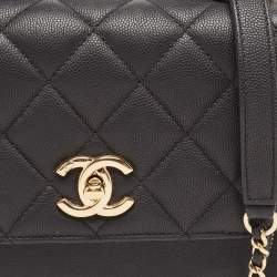 Chanel Black Quilted Caviar Leather Small Business Affinity Top Handle Bag