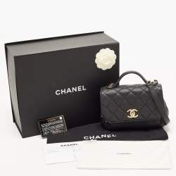 Chanel Black Quilted Caviar Leather Small Business Affinity Top Handle Bag