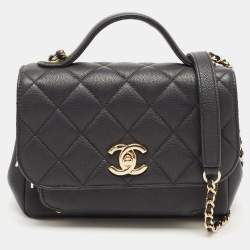 Chanel Black Quilted Caviar Leather Small Business Affinity Top Handle Bag  Chanel