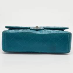 Pre Owned Chanel Green Quilted Leather Maxi Classic Double Flap Bag