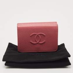 Chanel Pink Caviar Leather CC Flap Trifold Compact Wallet