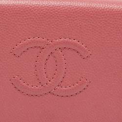 Chanel Pink Caviar Leather CC Flap Trifold Compact Wallet