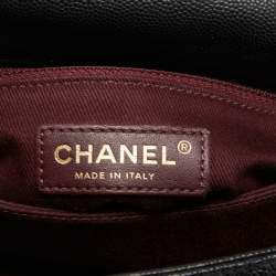 Pre Owned Chanel Black Quilted Caviar Leather Mini Coco Top Handle Bag