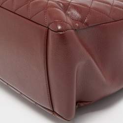 Pre Owned Chanel Dark Red Quilted Caviar Leather GST Tote