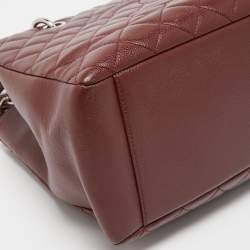 Pre Owned Chanel Dark Red Quilted Caviar Leather GST Tote