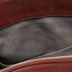 Pre Owned Chanel Dark Red Quilted Caviar Leather GST Tote