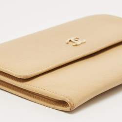 Chanel Beige Leather CC Flap Wallet