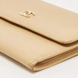 Chanel Beige Leather CC Flap Wallet