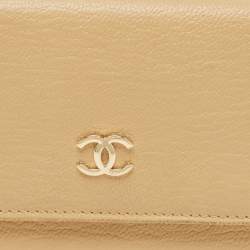 Chanel Beige Leather CC Flap Wallet