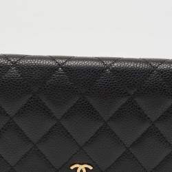 Chanel Black Quilted Caviar Leather L Yen Continental Wallet
