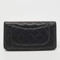 Chanel Black Quilted Caviar Leather L Yen Continental Wallet