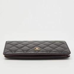 Chanel Black Quilted Caviar Leather L Yen Continental Wallet